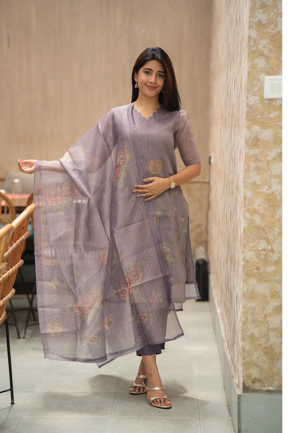Purple Daze Lavender Crush Silk Kurta set with Dupatta